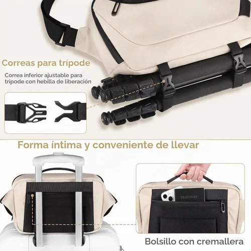 Vista 4 de TAAOKA Bolsa de Hombro para Cámara, Estuche para Cámara Impermeable con Soporte para Trípode, Bolsas para Cámaras DSLR/SLR/Sin Espejo Ligeras