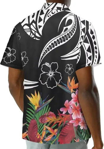 Vista 3 de AmzPrint Vestido hawaiano Luau para mujer en hibisco, elegante, casual, corto, corto, acampanado, vestido floral para invitados de boda