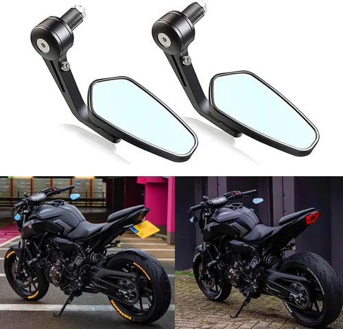 Vista 3 de Espejos de extremo de barra – Universal 7/8 estándar azul lente retrovisor flecha lateral compatible con Sportster 883 Street Bike Dirt Bike chopper