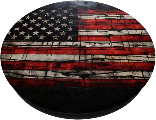 Vista 2 de PopSockets PopGrip intercambiables con la bandera estadounidense vintage de Estados Unidos