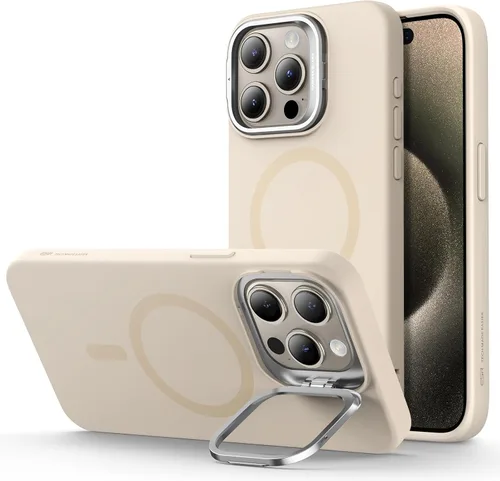Vista 25 de ESR Funda para iPhone 14 Pro Max, Compatible con Funda de Silicona MagSafe con Soporte, Protección de Grado Militar, Soporte Integrado para Guardar
