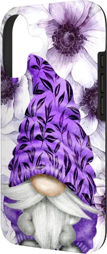 Vista 2 de Unique Purple Gnome with Lilac Anemones Floral Aesthetic Case for iPhone 17