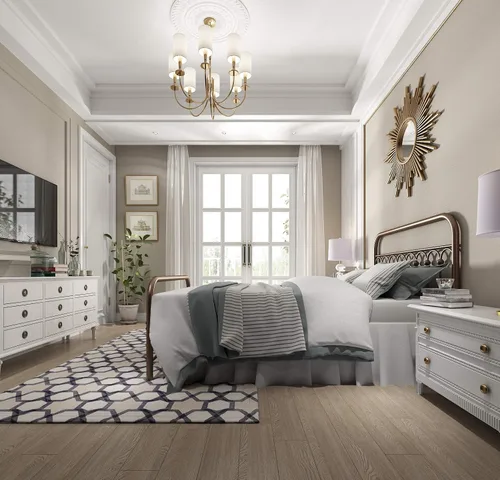 Vista 5 de Marco de cama, somier metálico y resistente, estilo clásico con cabecero 8013G4 80104 6608 6609