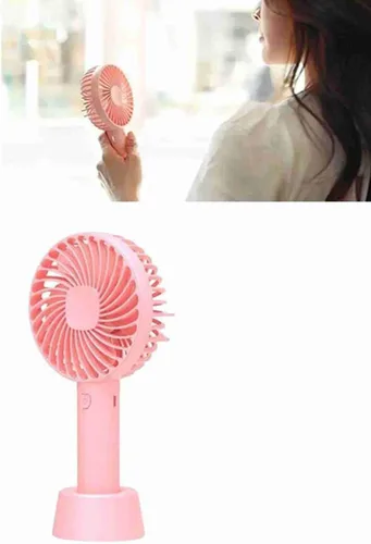 Vista 5 de Pilipane Ventilador de mango ergonómico portátil recargable por USB con 3 velocidades de viento regulables para el hogar, camping, viajes