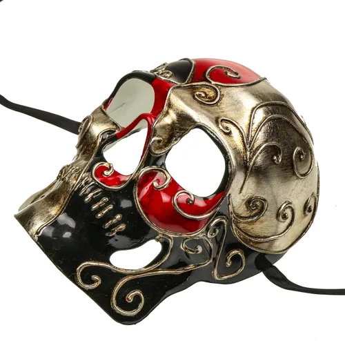 Vista 2 de ILOVEMASKS - Máscara veneciana para Halloween, diseño de calavera de azúcar muerto, para adultos, Halloween, máscara de cráneo, máscara