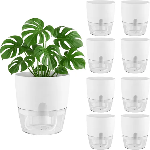 Vista 14 de Macetas de riego automático para plantas de interior, macetas para exteriores, paquete de 3 macetas de riego automático de 6 pulgadas, macetas