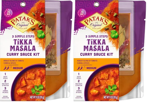 Vista 13 de Kit de salsa de curry en 3 pasos de Patak’s Paquete de variedad (2 Tikka Masala, 1 Butter Chicken) - Kit de comida vegetariana para cocinar