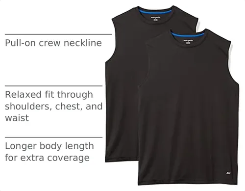 Vista 4 de Amazon Essentials Men's Active Performance Tech Muscle Sleeveless Top, Breathable Moisture Wicking Workout Shirt