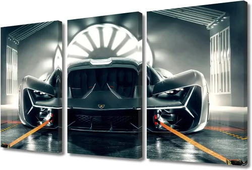 Vista 73 de Arte de pared de auto deportivo rojo para sala de estar, arte de pared de lienzo de súper auto genial, imágenes pósters, 3 piezas, arte moderno