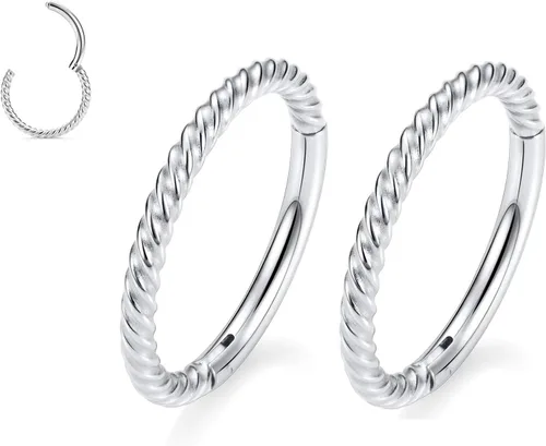Vista 18 de GAGABODY 2 piercings para la nariz, calibre 20G, 18G, 16G, 14G, 12G, 10G, 8G, acero quirúrgico, tabique, cartílago, hélice, trago, concha, daith