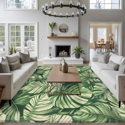 Vista 3 de 6x9 Area Rugs for Living Room, Tropical Leaves Non-Slip Area Rugs for Living Room Bedroom Entryway, Watercolor Retro Country Summer Leaf Washable