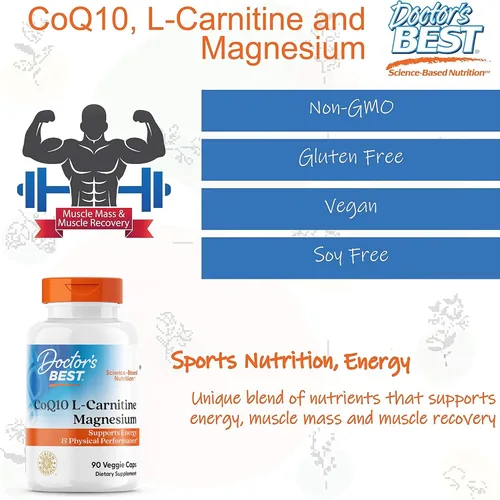 Vista 7 de Doctor's Best CoQ10 L-carnitina suplemento de magnesio – Apoyo de energía y ejercicio para hombres y mujeres, coenzima fermentada naturalmente Q10