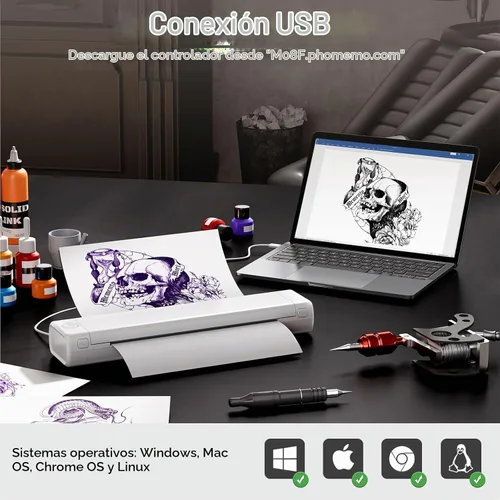 Vista 6 de Zoolion Impresora de plantillas de tatuaje M08F para tatuadores