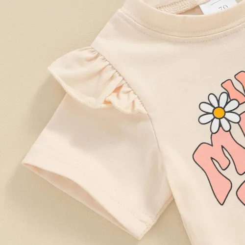 Vista 3 de Newbgclo Ropa de verano para bebé niño y niña, camiseta de manga corta con estampado de letras, camiseta de manga corta, pantalones cortos