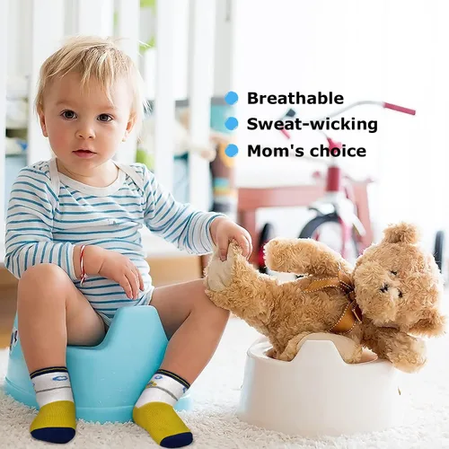 Vista 3 de SkiBeaut Calcetines antideslizantes para niños y niñas de 1 a 7 años, 12 pares de calcetines para niños y niñas