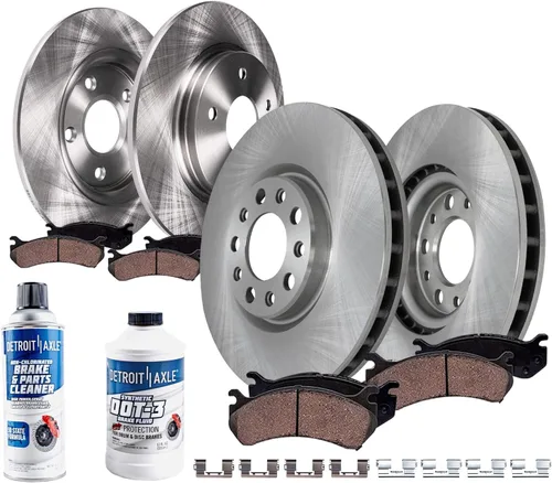 Vista 62 de Detroit Axle - Kit de frenos para Land Rover LR3 2005-2009, Rotores de freno deportivos Range Rover 2006-2009 y pastillas de freno de cerámica 2007
