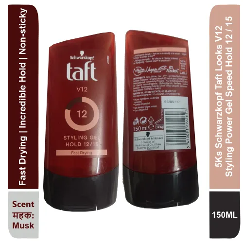 Vista 2 de Taft Looks V12 Styling Power Gel Speed Hold 12/15 Secado rápido (5.1 fl oz) (Musk)