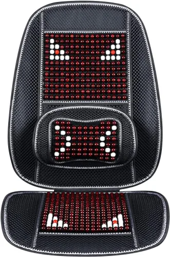 Vista 10 de Funda de asiento de automóvil con cuentas de madera con soporte lumbar, juego de cojín de malla ventilada transpirable para automóviles, furgonetas