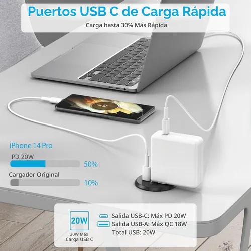Vista 4 de Ojal de alimentación de escritorio, 2 pulgadas, estación de carga rápida USB C PD de 20 W, salida de alimentación empotrada con orificio