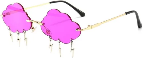 Vista 18 de ENTHYI Cloud Lightning - Lentes de sol para mujeres/hombres, sin marco, para fiesta, sin montura Negro