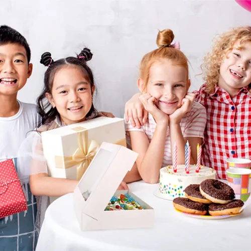 Vista 7 de RIFMEAE Cajas para galletas, cajas de panadería blancas de 14 x 10 x 2.5 pulgadas con ventana, cajas de dulces de despliegue automático, cajas