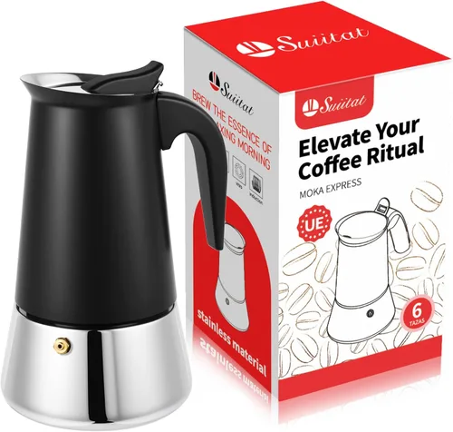 Vista 16 de Cafetera Moka Eléctrica de Aluminio Plateado, Cafetera de Espresso de 3 o 6 Tazas con Placa de Reducción de Dosis