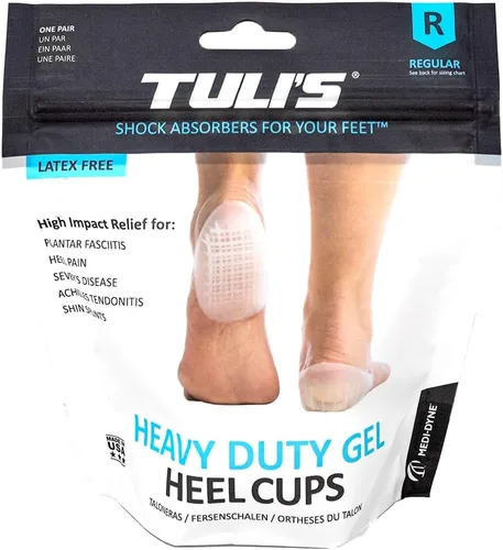 Vista 2 de Tuli de Heavy Duty Gel talón tazas, 10219BT, Transparente, 1, 1 Insertos de cojín que absorben los golpes para fascitis plantar y dolor de talón