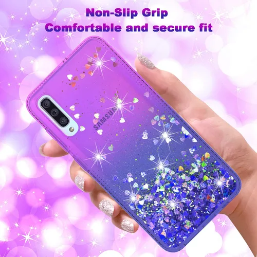 Vista 2 de Funda compatible con Samsung Galaxy A70, Quicksand Glitter Brillante Rhinestone Liquid Colorful TPU Bumper Funda protectora para Samsung Galaxy A70