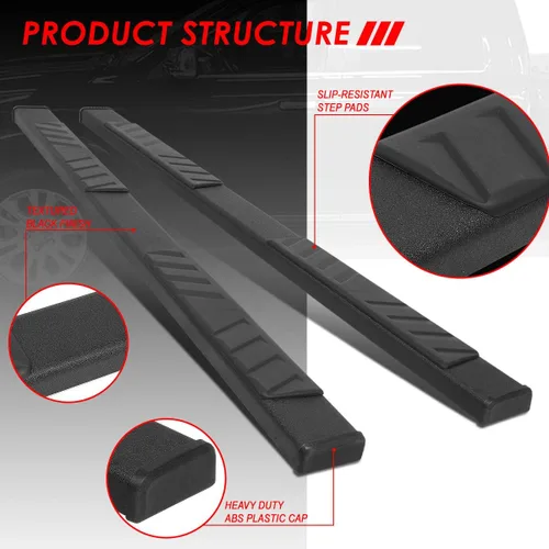 Vista 2 de Auto Dynasty Estribos planos compatibles con Dodge Ram 1500 2500 3500 Crew Cab 2009-2024, barras Nerf de riel lateral de acero inoxidable, barras