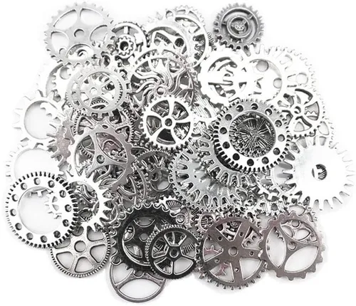 Vista 7 de 3.53 oz (aprox. 70 piezas) Yueton de engranajes steampunk antiguos, colgantes, ruedas de reloj y ruedas de engranaje para artesanías Bronce