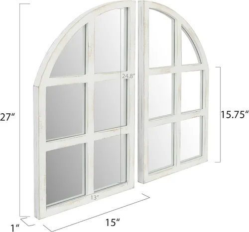 Vista 7 de FLORA Espejo de Granja, Espejo de Pared con Ventana de Arco para Cocina, Dormitorio, Sala de Estar, Decoración de Pared, Juego de 2
