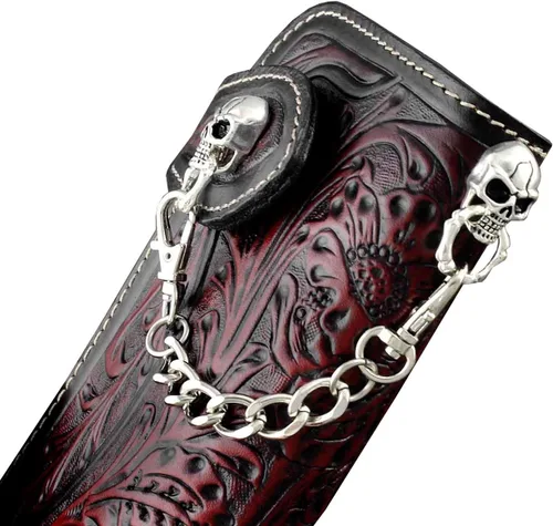 Vista 8 de Cartera larga de cuero con cadena de metal para hombre L69