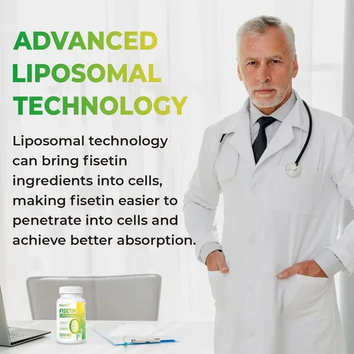 Vista 3 de Fisetin 1200mg Fisetin Liposomal Suplementos 98% Pure Fisetin Polifenoles Antioxidantes Inmunidad Salud Envejecimiento Apoyo cognitivo Sin OGM 60