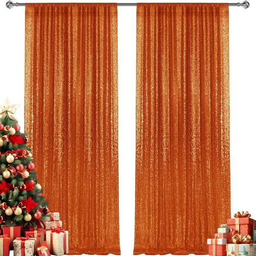 Vista 45 de 2 paneles de cortinas de fondo de lentejuelas verdes de 8 pies, cortinas de fondo de fotografía con purpurina para decoración de Navidad, boda