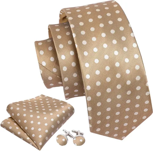 Vista 9 de Barry.Wang Corbatas de seda para hombre, diseño de lunares, gemelos cuadrados de bolsillo, gemelos para negocios, boda