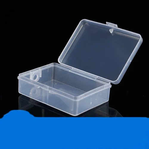 Vista 3 de Caja de almacenamiento rectangular de 3 piezas con tapas con bisagras, 3.5 x 2.7 x 1.1 pulgadas, contenedores de almacenamiento de plástico