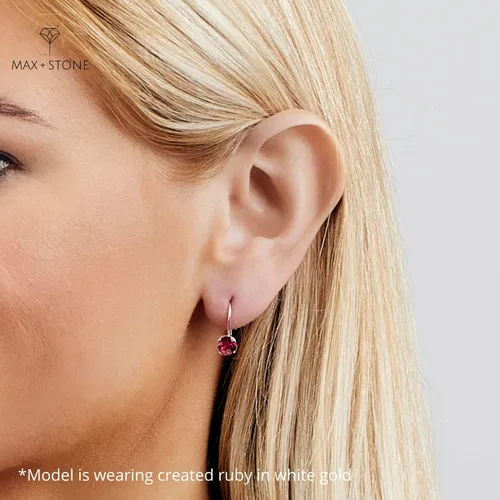 Vista 2 de MAX + Stone - Pendientes colgantes de oro blanco o amarillo de 10 quilates para mujer con espalda cruzada de 0.236in