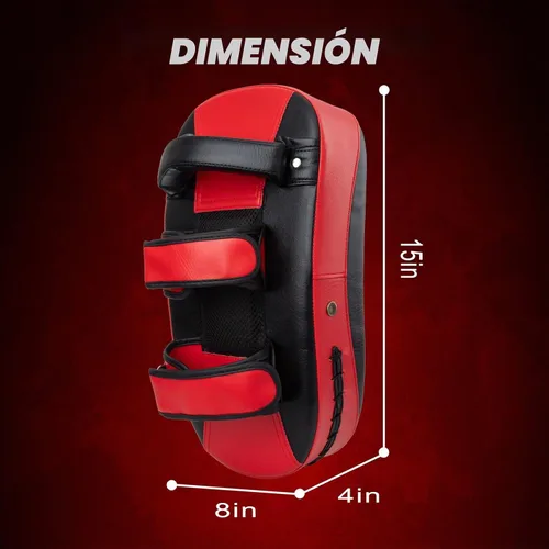 Vista 3 de Muay Thai Kick Pad, 24 pulgadas y 15 pulgadas, escudo de golpe de entrenamiento de kickboxing para artes marciales, solo almohadilla Rojo