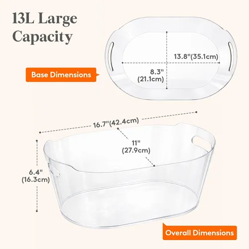 Vista 3 de Lifewit Cubo de hielo de plástico 13L para fiestas, BPA libre