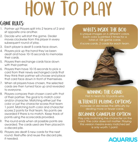 Vista 6 de AQUARIUS Juego de cartas maestras de memoria de Harry Potter, divertido juego de fiesta familiar para niños, adolescentes y adultos, regalo