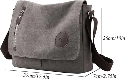 Vista 4 de ZHIERNA Bolsa de lona pequeña de mensajero, bolsa cruzada para hombres y mujeres, para el trabajo escolar