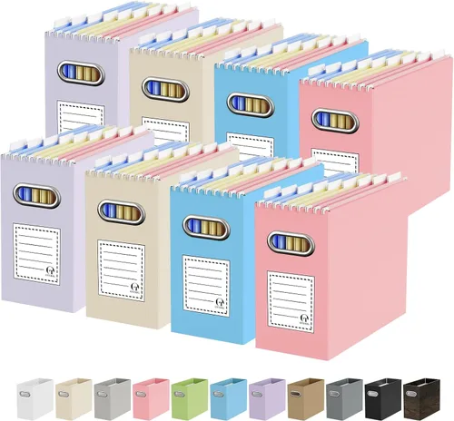 Vista 8 de Oterri Caja Organizadora de Archivos de Cartón para Carpetas Colgantes Tamaño Carta, Caja de Archivos para Escritorio de Computadora, Archivador