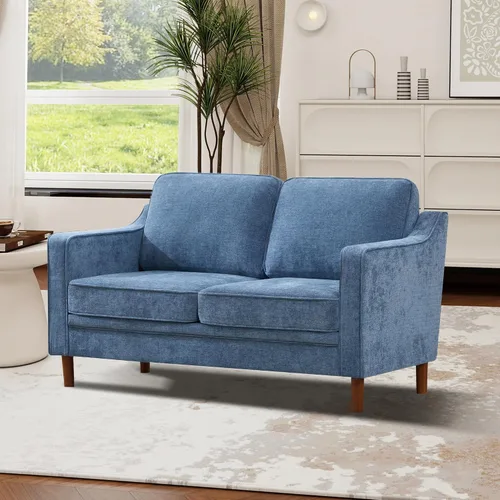 Vista 27 de Kingfun Sofá en Forma de L de 88", Sofá Seccional de Chenilla, Sofás Modernos de Mediados de Siglo con Marco de Madera Maciza para Sala de Estar