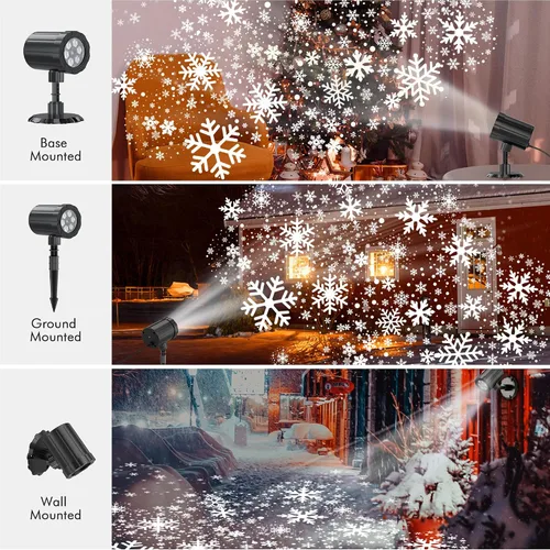 Vista 5 de GUSODOR - Proyector de luces de Navidad para exteriores, proyector dinámico de copo de nieve IP65, impermeable, luces de proyección de nieve