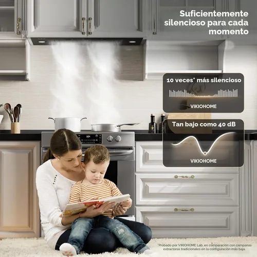Vista 3 de VIKIO HOME Inserto de Campana Extractora de 30 Pulgadas, Convertible con Conductos/Sin Conductos, 980 CFM Campana de Ventilación de Cocina