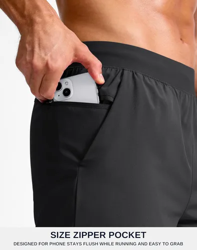 Vista 4 de G Gradual Pantalones cortos deportivos para correr para hombre de 7/5/9 pulgadas, bolsillo con cremallera, ligeros, para entrenamiento, gimnasio