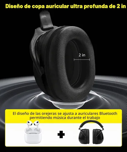 Vista 5 de ZOHAN 012 - Orejeras de reducción de ruido, 2 paquetes para protección auditiva, NRR 28dB, orejeras de seguridad ajustables para siega, autismo