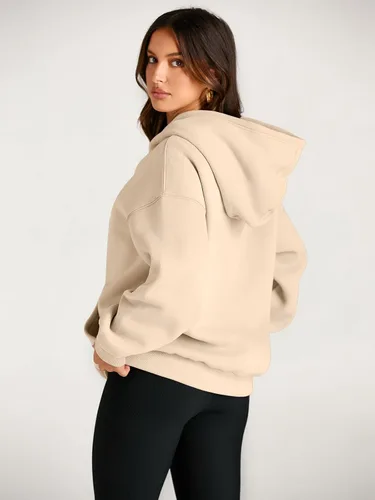 Vista 4 de EFAN - Sudadera con capucha para mujer - Sudadera de vellón sobredimensionada con mangas largas para otoño e invierno, ropa de moda inspirada