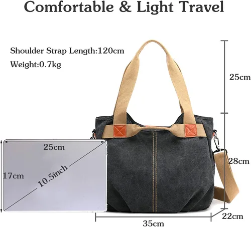Vista 3 de FANDARE Bolso bandolera de lona para mujer, estilo vintage, bandolera