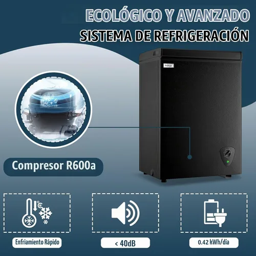 Vista 6 de WANAI - Congelador de pecho pequeño, tamaño compacto y amplia capacidad, máquina de 7 controles de temperatura, bajo ruido, con cesta extraíble